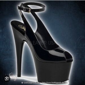 Pleaser Black Peep Toe Heels